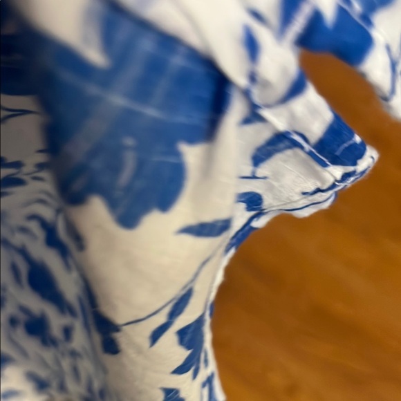 Caslon Blue and White 3/4 Sleeve Blouse with Mandarin Collar - Picture 7 of 8